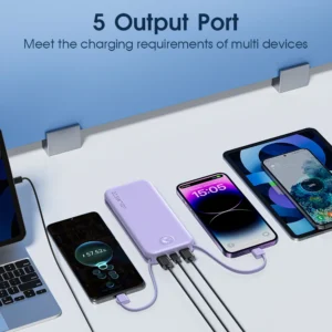 Portable Charger for iPhone Built in Cables and Wall Plug