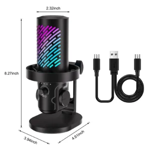 Tenlamp RGB USB Gaming Microphone for PC Mac PS4 PS5